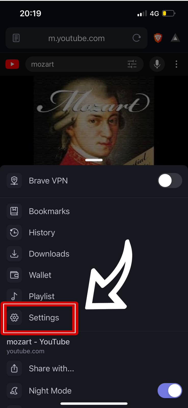Brave Browser Settings Screen