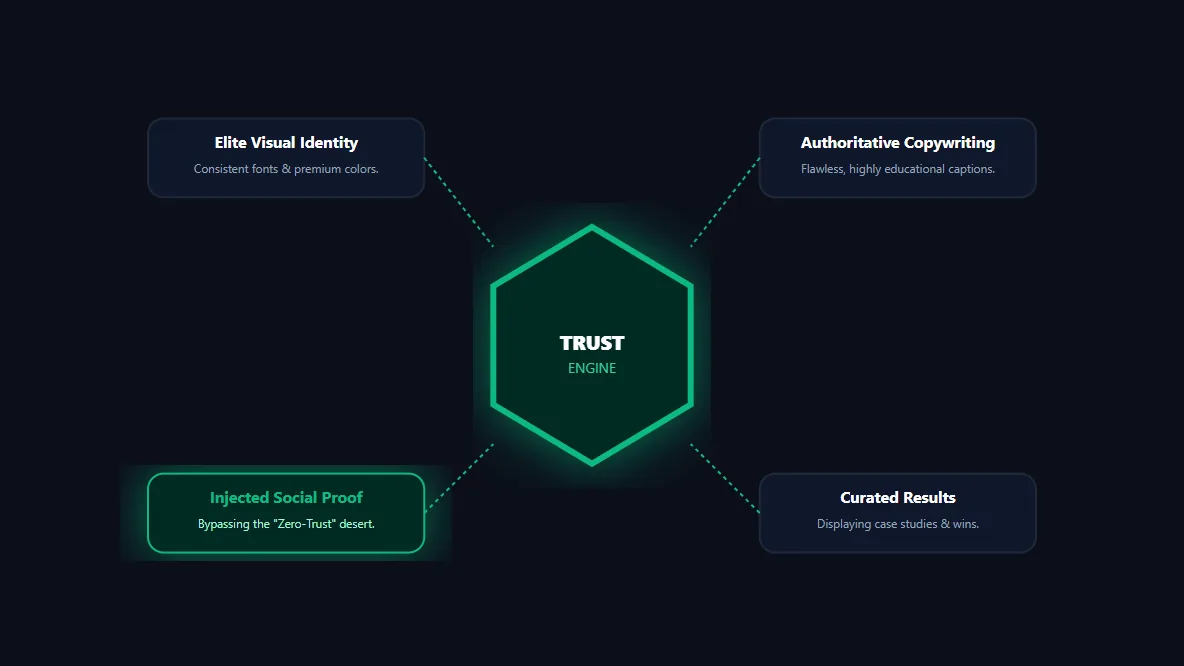 Security and authority dashboard showing how to build algorithmic and audience trust without a personal identity.