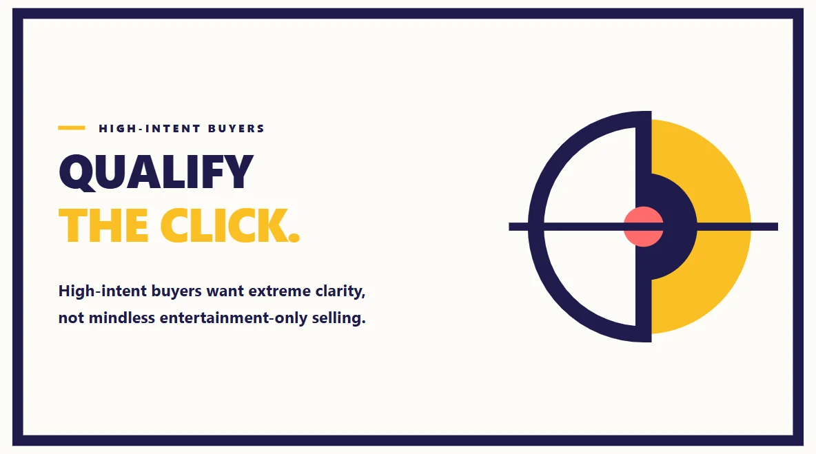 A sharp, minimalist target bullseye representing high-intent buyer qualification.