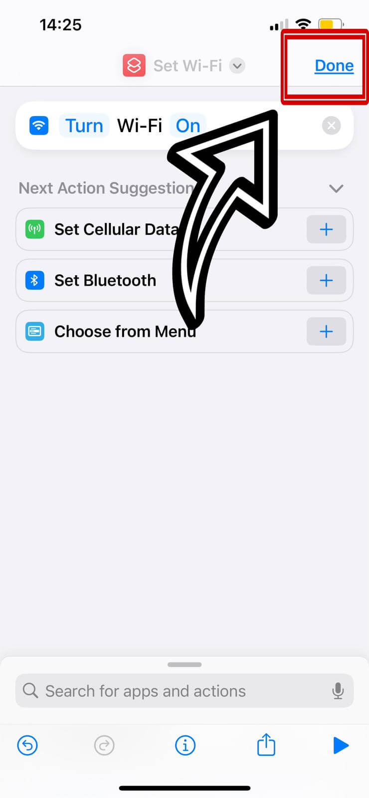 Completing the shortcut setup