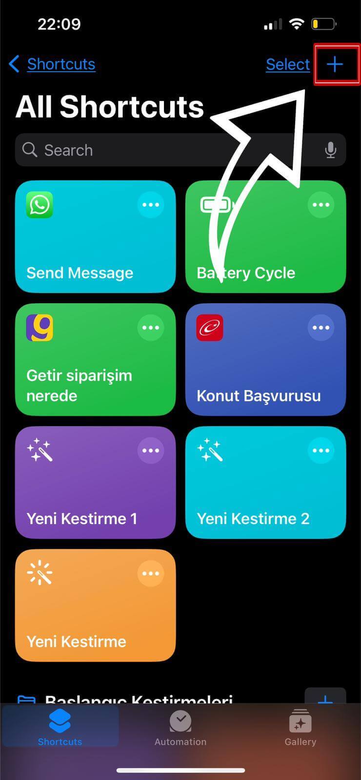 Creating new shortcut