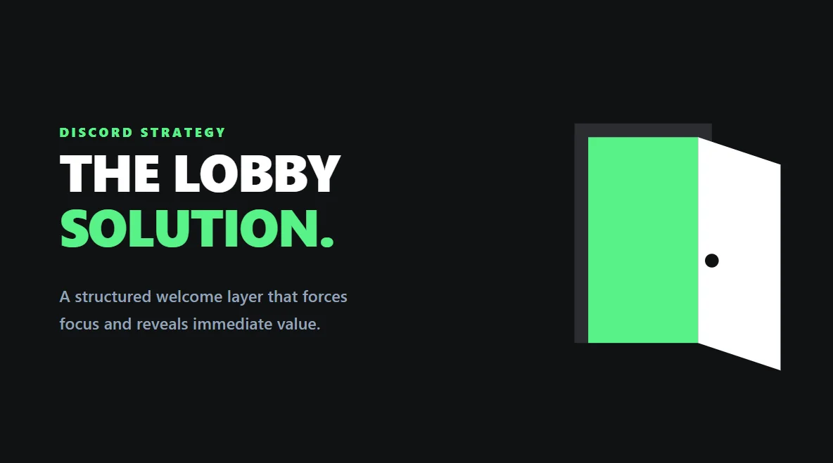 Clean icon design depicting the Discord Lobby Fix as an open door to premium value.