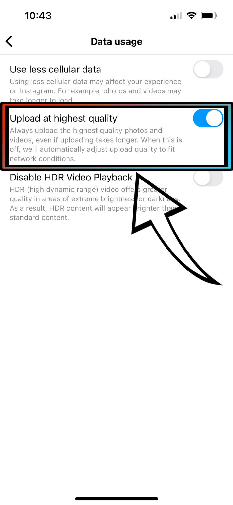 Upload at Highest Quality Setting