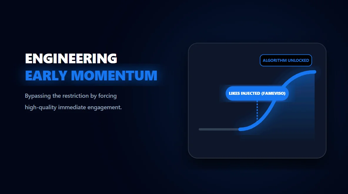 3D data visualization showing how early momentum and social proof unlock the Facebook algorithm for wider organic reach.