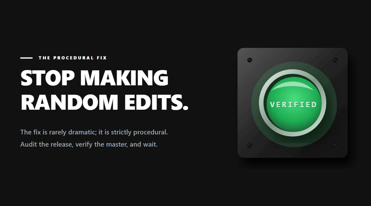 Strict technical verification terminal showing a successfully resolved audio propagation checklist.