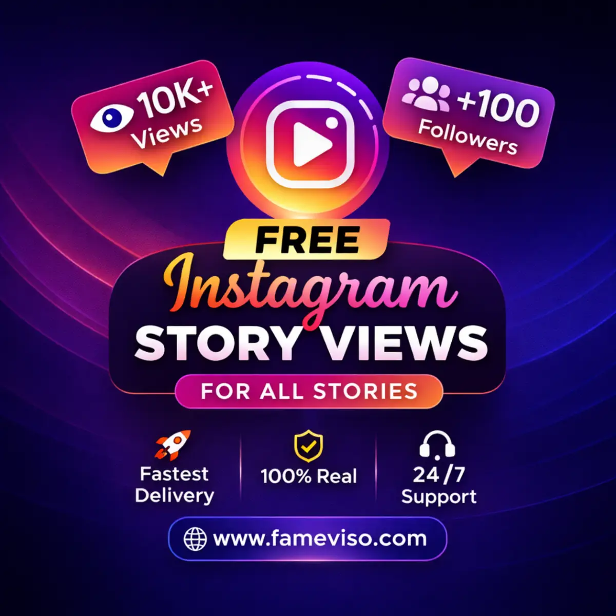 Free Free Instagram Story Views trial by FameViso