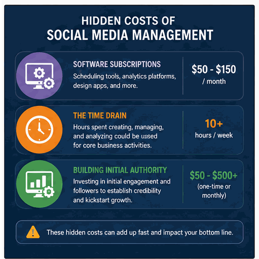 Hidden costs of social media management including software and time
