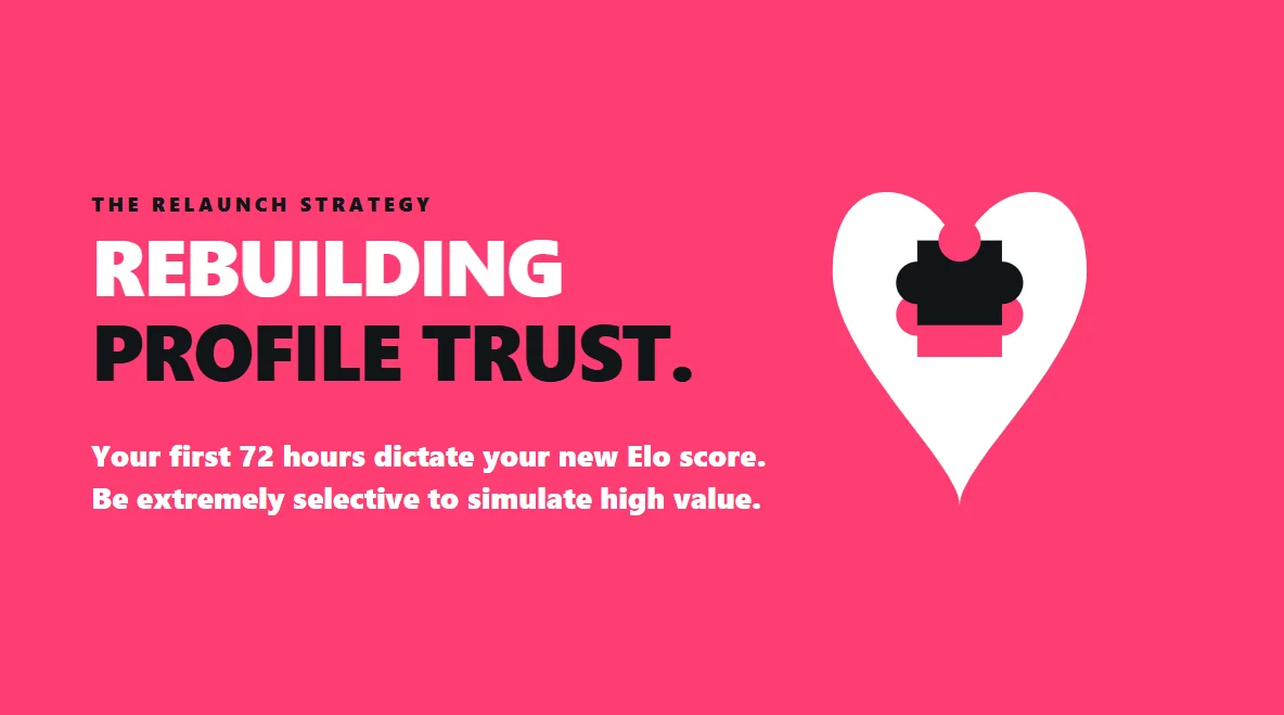 A massive white heart completed by a black puzzle piece, symbolizing profile optimization.