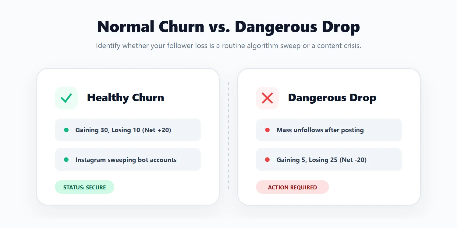 Comparing normal Instagram follower churn against dangerous drops