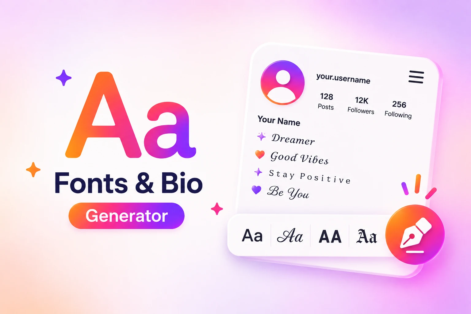 Generate aesthetic fonts for Instagram bio