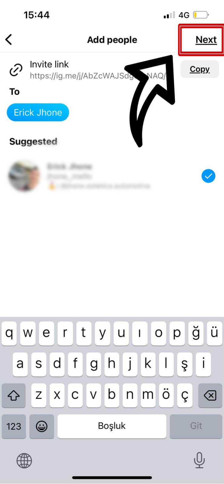Proceeding to the next step after selecting a user to add