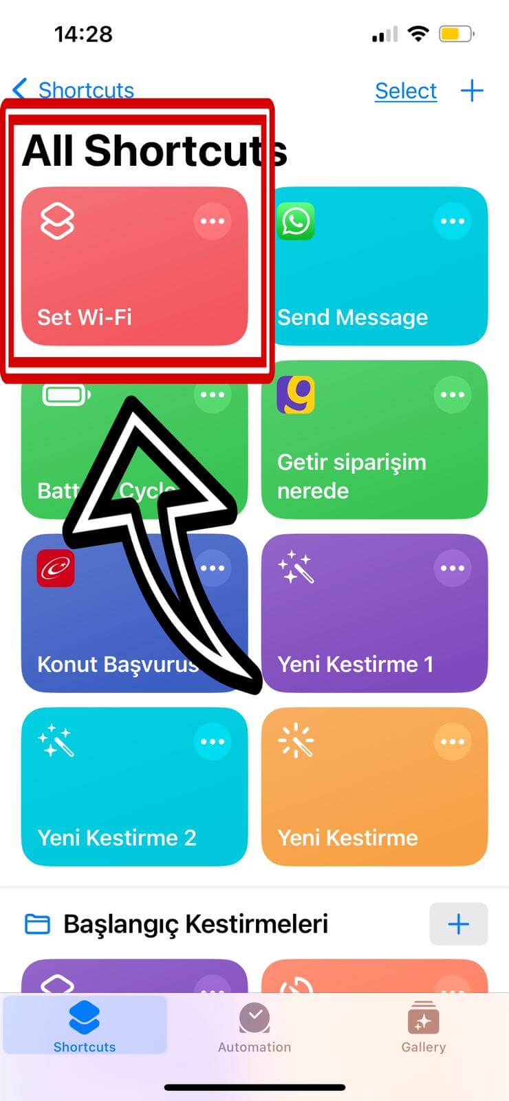 Linking to Wi-Fi shortcut