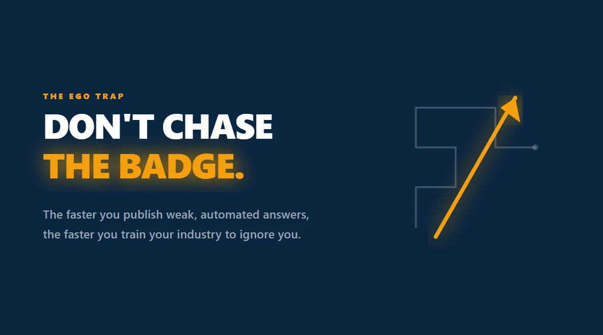 Abstract path vector illustrating the ego trap of chasing LinkedIn badges blindly.