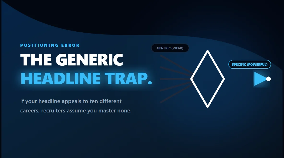 Abstract comparison showing why generic LinkedIn profiles fail against highly specific, targeted professional positioning.