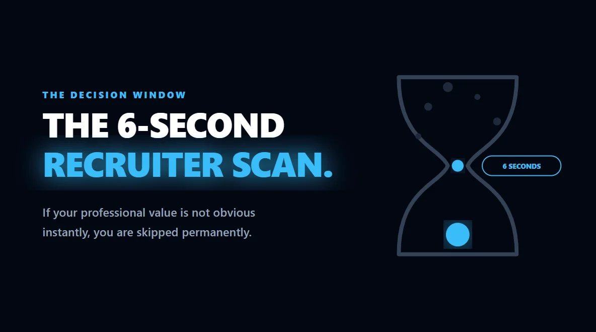 Symbolic vector representing the 6-second scan window recruiters use to evaluate LinkedIn profiles.