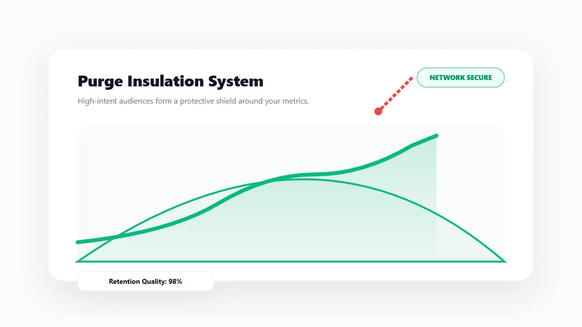 Analytics dashboard displaying a stable, organic growth trajectory insulated against future platform sweeps and purges.