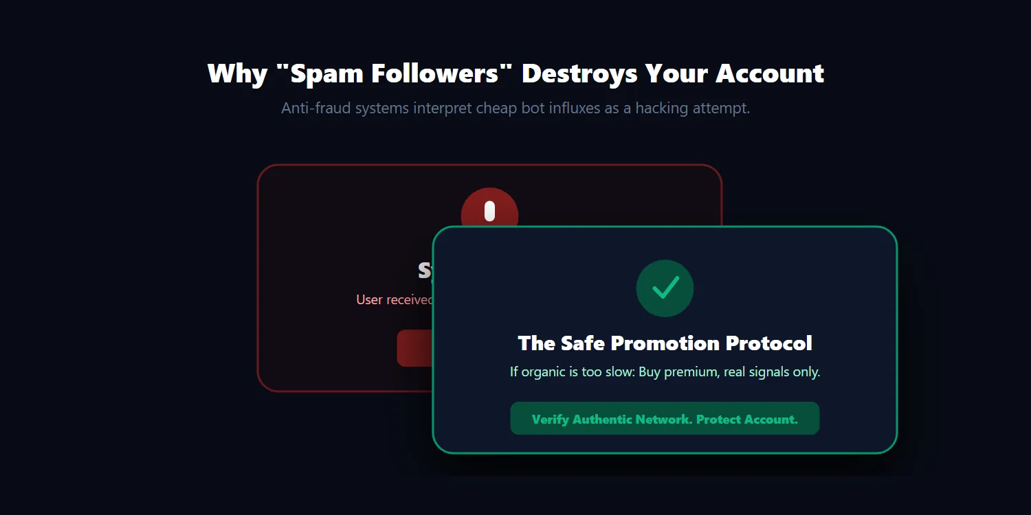 Comparing risky spam bot followers versus premium safe TikTok growth
