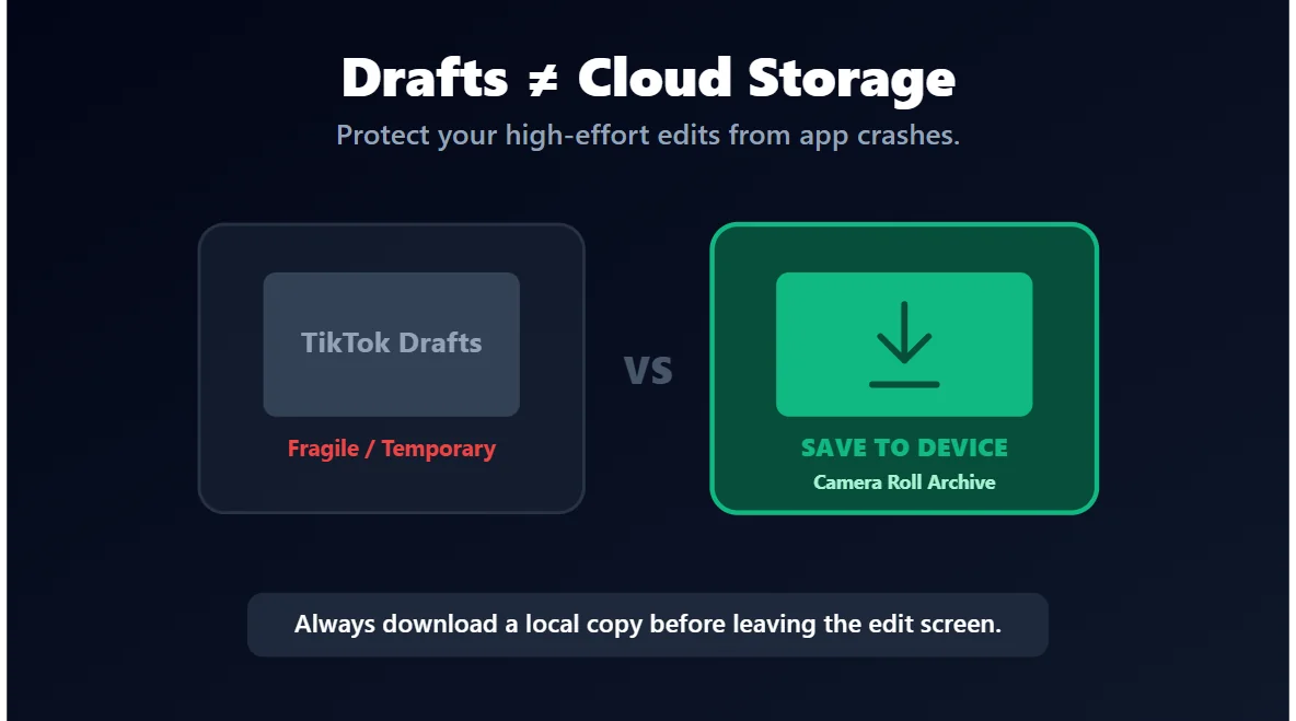 Safest way to protect important TikTok drafts