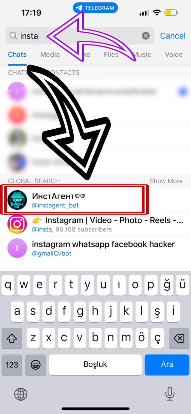 Finding @instagent_bot