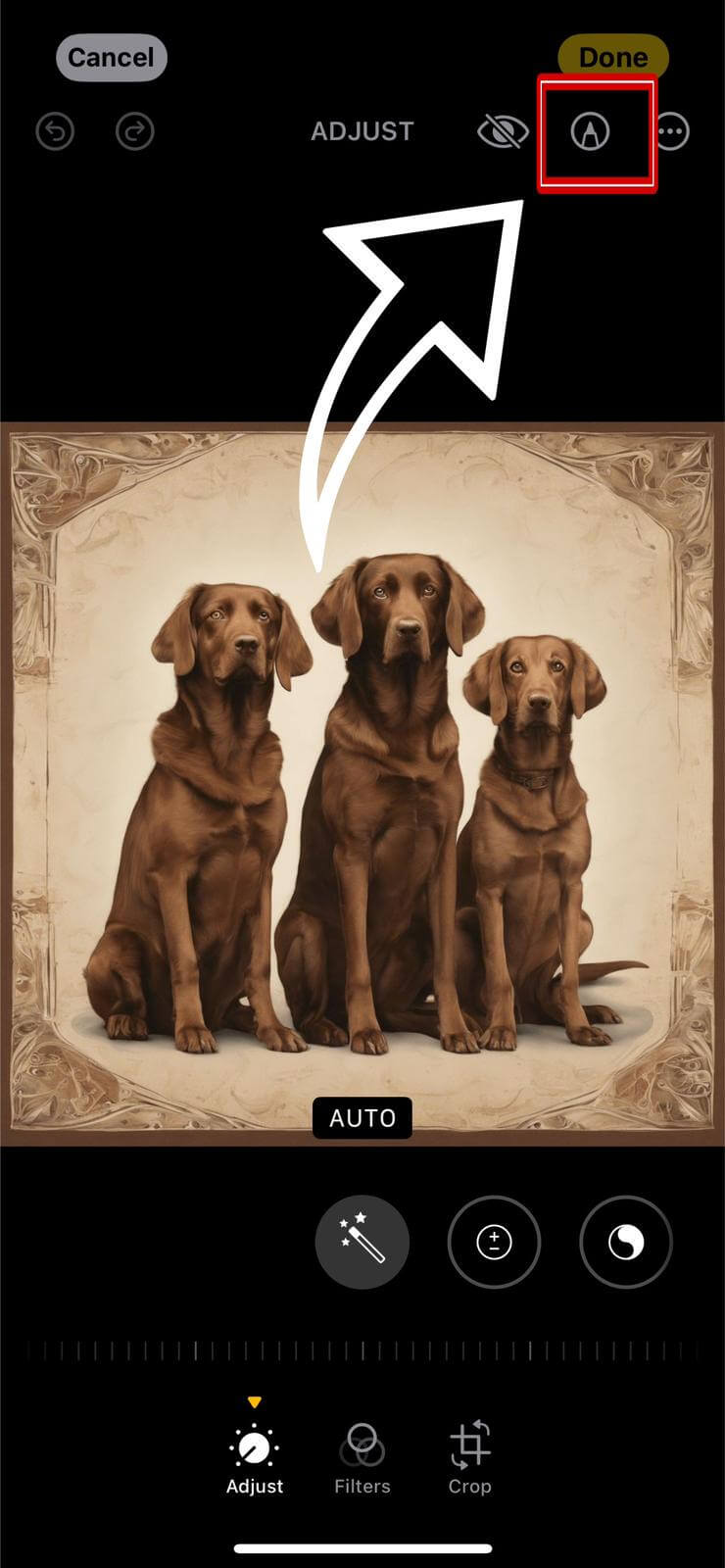 Selecting markup tool