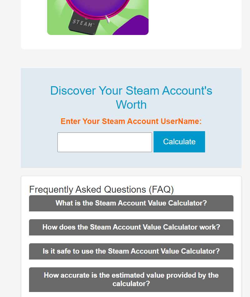 Steam Account Value Calculator Tool