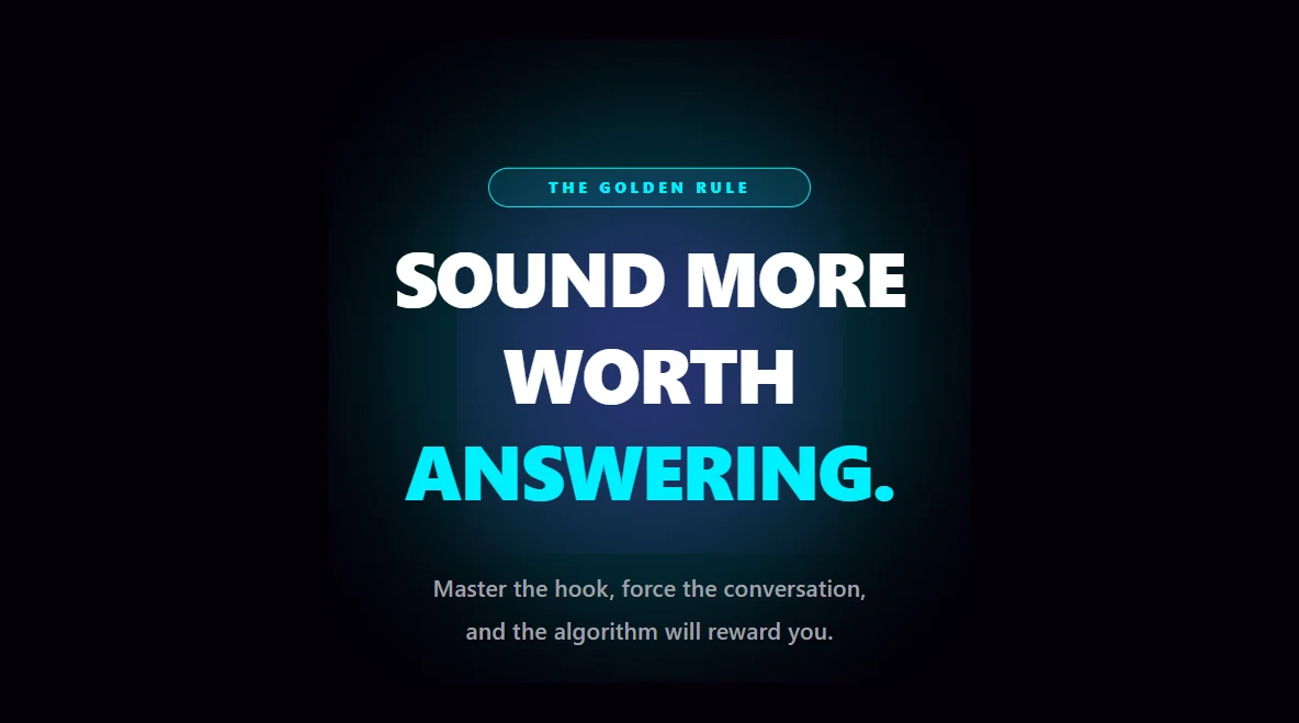 Breathtaking cinematic typography poster stating the golden rule of Threads: make your posts worth answering.