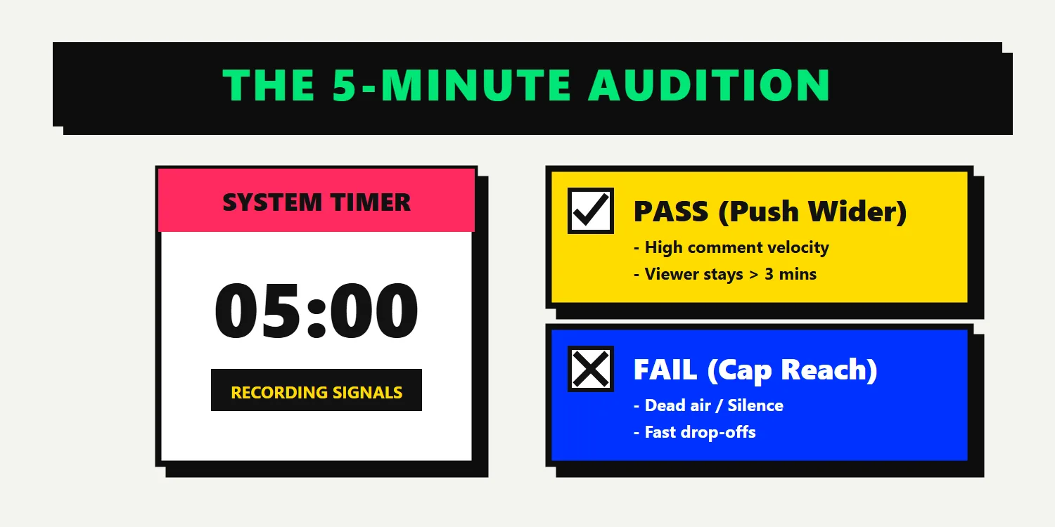 The 5-minute TikTok Live algorithm audition and data gathering process