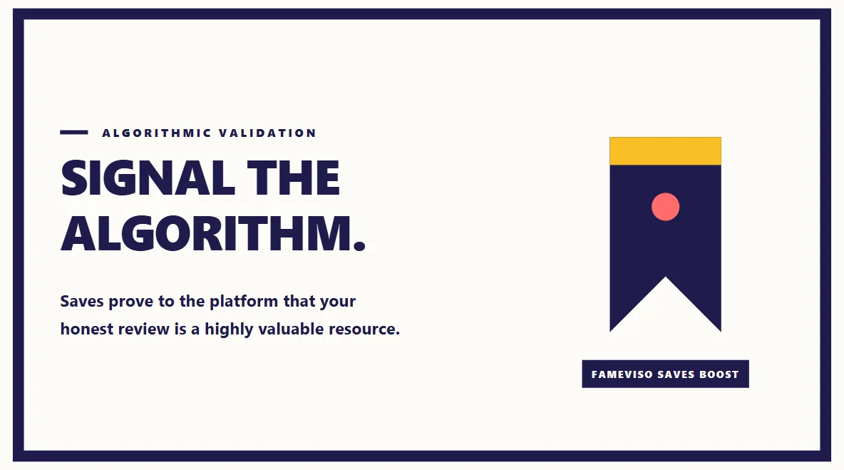 A bold geometric bookmark icon symbolizing the algorithmic power of TikTok saves.