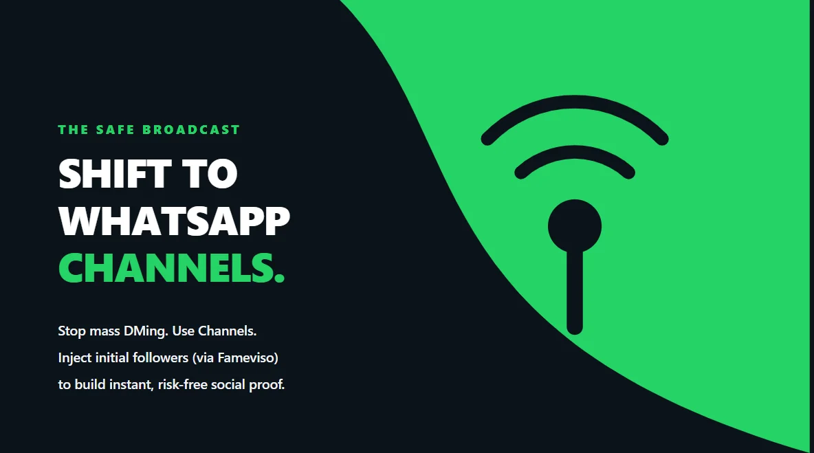Organic design showing how shifting to WhatsApp Channels protects businesses from future account bans.