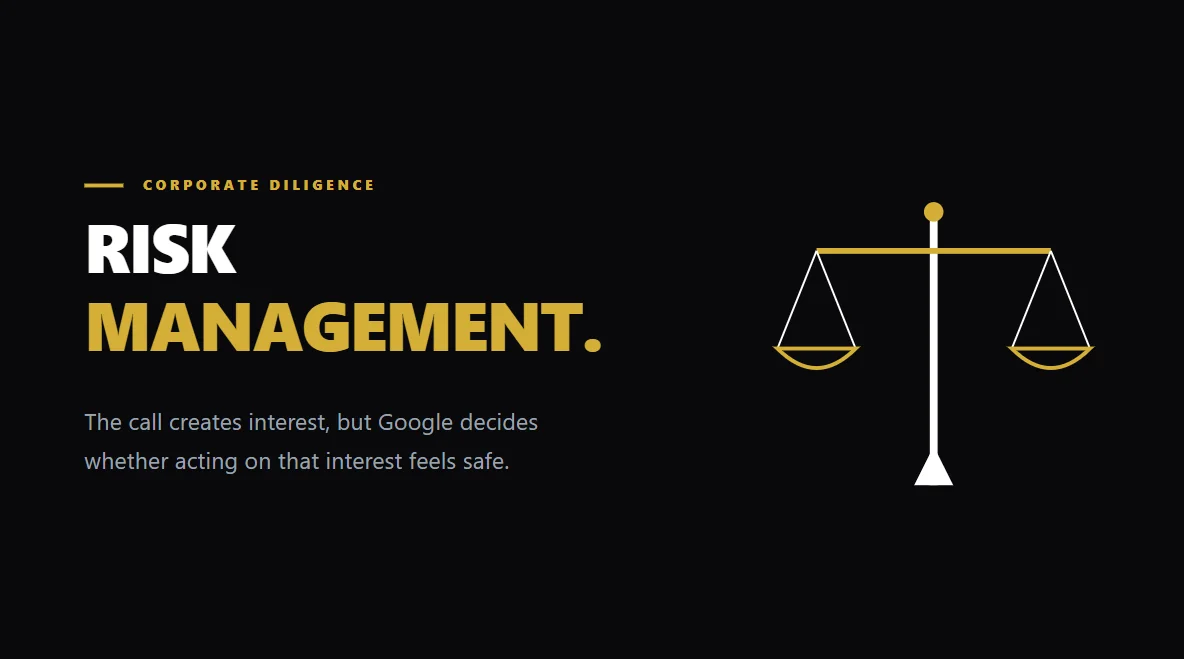 An engraved scale of justice balancing interest against risk management.