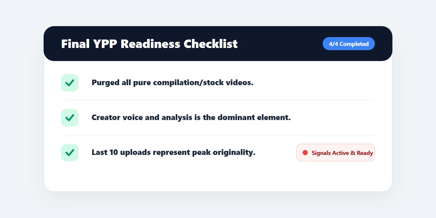 Final checklist before submitting YouTube monetization application